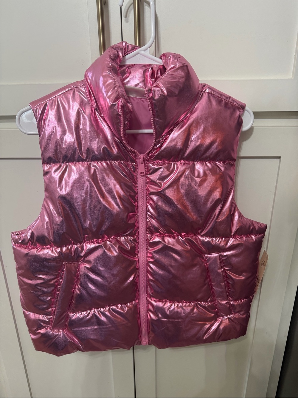 No Boundaries Shiny Hot Pink Puffer Vest